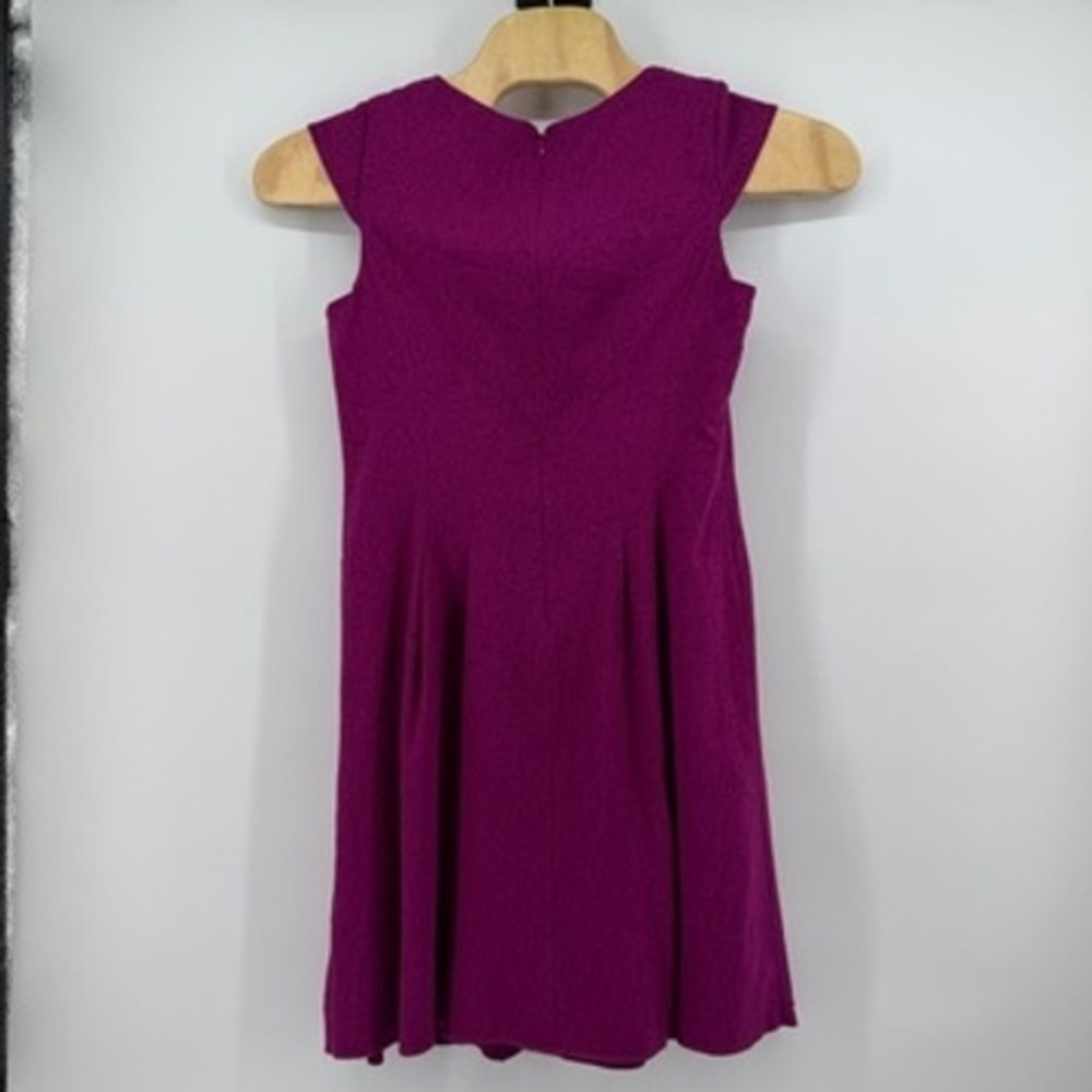 Adrianna Papell Beaded Neck Sheath Dress Fuschia Cap Sleeve Zipper Closure US 12 - Picture 3 of 9